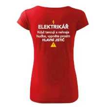 Elektrikář - hlavní jistič - Nápis na zádech