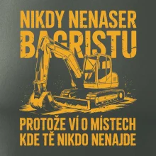 Oranžový bagr Nikdy Nenaser bagristu