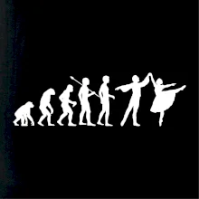 Evoluce tanec - muž a žena se sukní