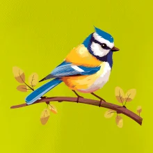 Sýkorka modřinka kreslená