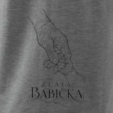 Zlatá babička s dětskou ručičkou minimalistická kresba