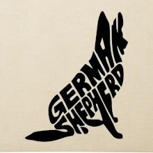 Německý ovčák sedící napis