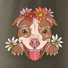 Americký stafordširský teriér hlava s květinami