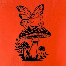 Goblincore černá houba se žábou