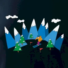 Lyžař a barevné hory