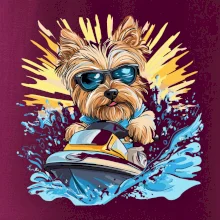 Yorkšírský teriér na vodním skútru