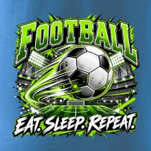 Fotbalový míč a stadion eat sleep repeat