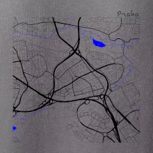 Praha - 14100 mapa s vodními toky