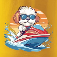 Bišonek na vodním skútru