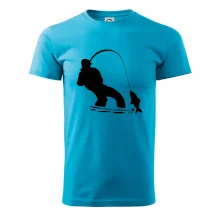 Rybář tahající rybu