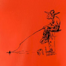 Kreslený rybář na pařezu