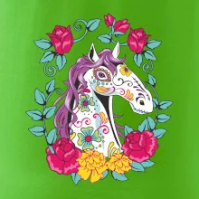 Kůň barevný s květinami