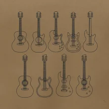 Typy kytar černé kresby