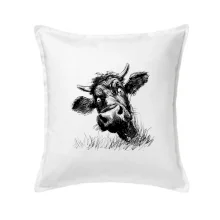 Černobílá karikatura černá kráva hlava