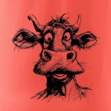 Černobílá karikatura světlá kráva hlava