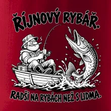 Říjnový rybář v loďce s obří štikou