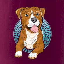 Americký staford kreslený v kolečku (Pecka design)