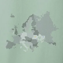 Mapa Evropy - srdce v Ukrajině