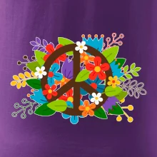 Peace symbol prorostlý květinami