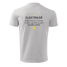 Elektrikář - hlavní jistič - Nápis na zádech