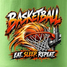 Basketbalový koš s míčem eat sleep repeat