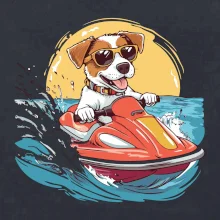 Jack russell teriér na vodním skútru