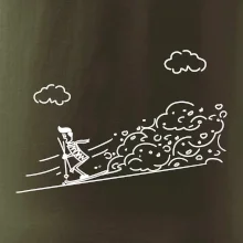 Kreslený lyžař na horách