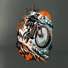 Listopadový horský cyklista při adrenalinovém skoku