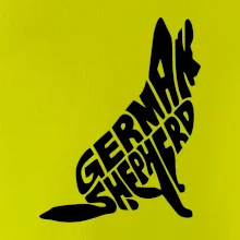 Německý ovčák sedící napis