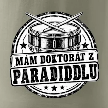 Mám doktorát z paradiddlu - černobílý bubenický odznak