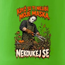 Maskovaný hororový zahradník se zahradními nůžkami