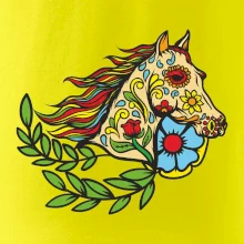 Kůň barevný s listy