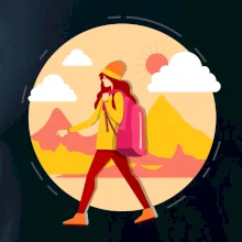 Barevný párový motiv na hory