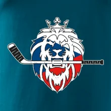 Lev s hokejkou v tlamě - Česká vlajka