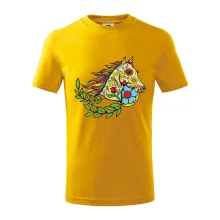 Kůň barevný s listy