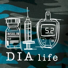 D I A life - kreslený insulin injekce a glukometr
