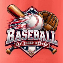 Baseballová pálka s rukavicí eat sleep repeat