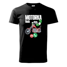 Karikatura motorka chopper volá