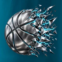 Kovový basketbalový míč s elektrickými střepy