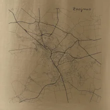 Černobílá mapa Znojmo