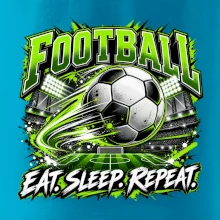 Fotbalový míč a stadion eat sleep repeat