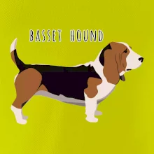 Basset hound pes s nápisem