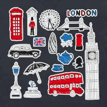 Velká Británie - kreslené ikonky