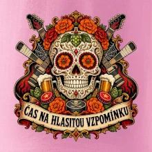 Mexická rocková lebka s kytarami a pivem
