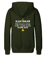 Elektrikář - hlavní jistič - Nápis na zádech