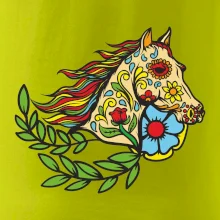 Kůň barevný s listy