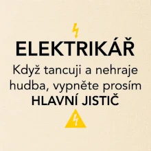 Elektrikář - hlavní jistič - Nápis na zádech