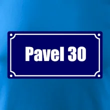 Jméno a věk - uliční cedule - modrá