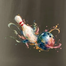 Bowling akvarelová koule a kuželka