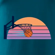Retro západ slunce a basketbalový koš